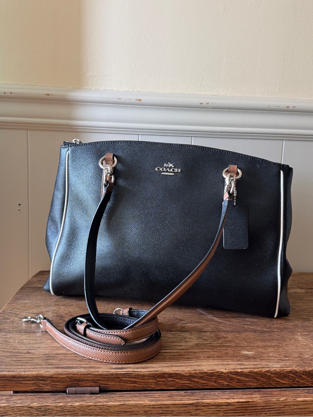 Coach Christie Carryall Black w/Contrast Trim F57488